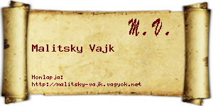 Malitsky Vajk névjegykártya